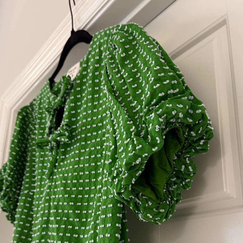 kate spade X Target Green Puff-Sleeve Tie-Front Blouse - Picture 6 of 8